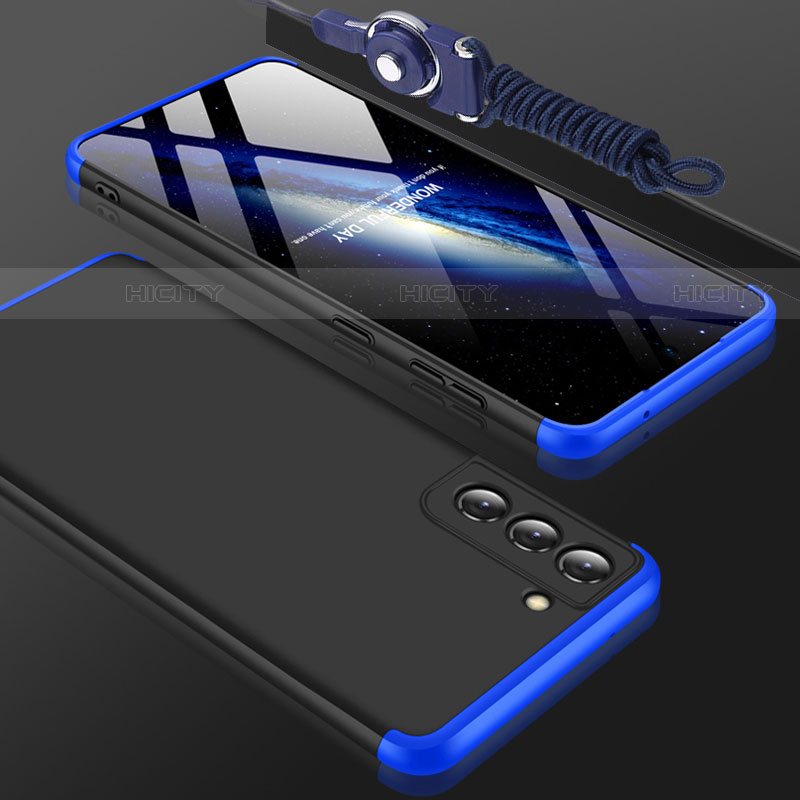 Coque Plastique Mat Protection Integrale 360 Degres Avant et Arriere Etui Housse pour Samsung Galaxy S21 5G Bleu et Noir Plus