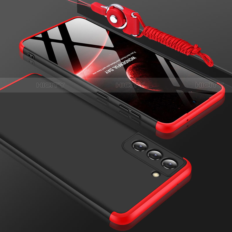 Coque Plastique Mat Protection Integrale 360 Degres Avant et Arriere Etui Housse pour Samsung Galaxy S21 FE 5G Rouge et Noir Plus