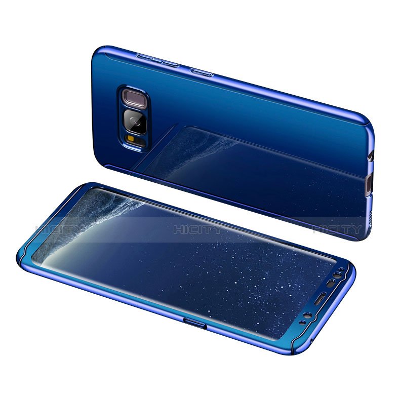 Coque Plastique Mat Protection Integrale 360 Degres Avant et Arriere Etui Housse pour Samsung Galaxy S8 Bleu Plus