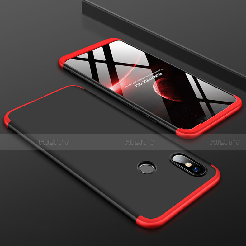 Coque Plastique Mat Protection Integrale 360 Degres Avant et Arriere Etui Housse pour Xiaomi Mi 8 Rouge et Noir Plus