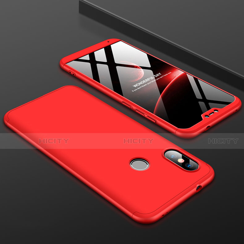 Coque Plastique Mat Protection Integrale 360 Degres Avant et Arriere Etui Housse pour Xiaomi Mi A2 Lite Rouge Plus