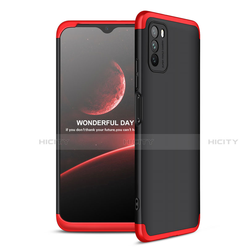 Coque Plastique Mat Protection Integrale 360 Degres Avant et Arriere Etui Housse pour Xiaomi Poco M3 Rouge et Noir Plus