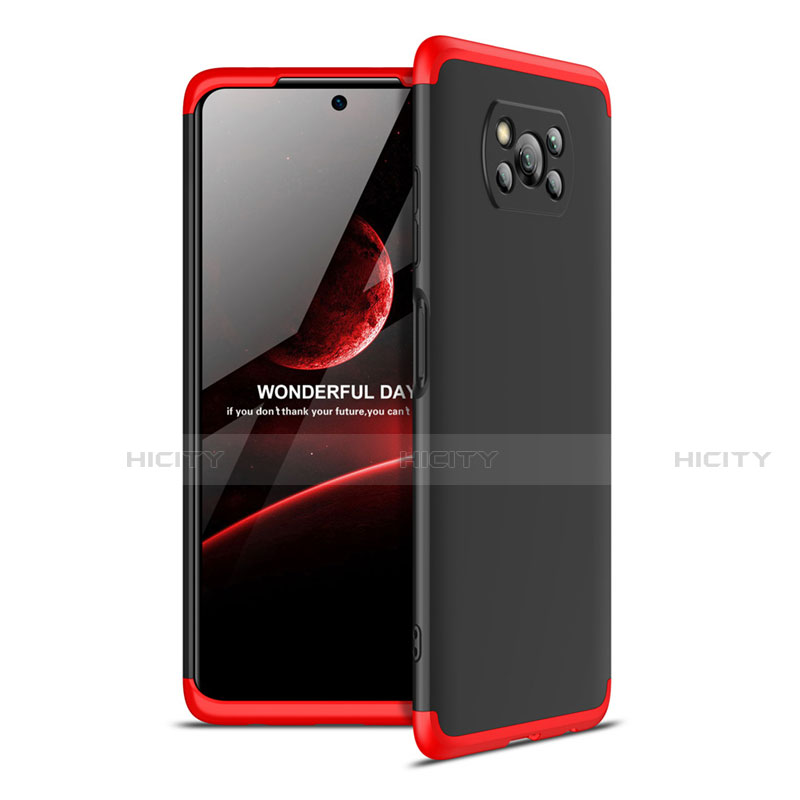 Coque Plastique Mat Protection Integrale 360 Degres Avant et Arriere Etui Housse pour Xiaomi Poco X3 Rouge et Noir Plus