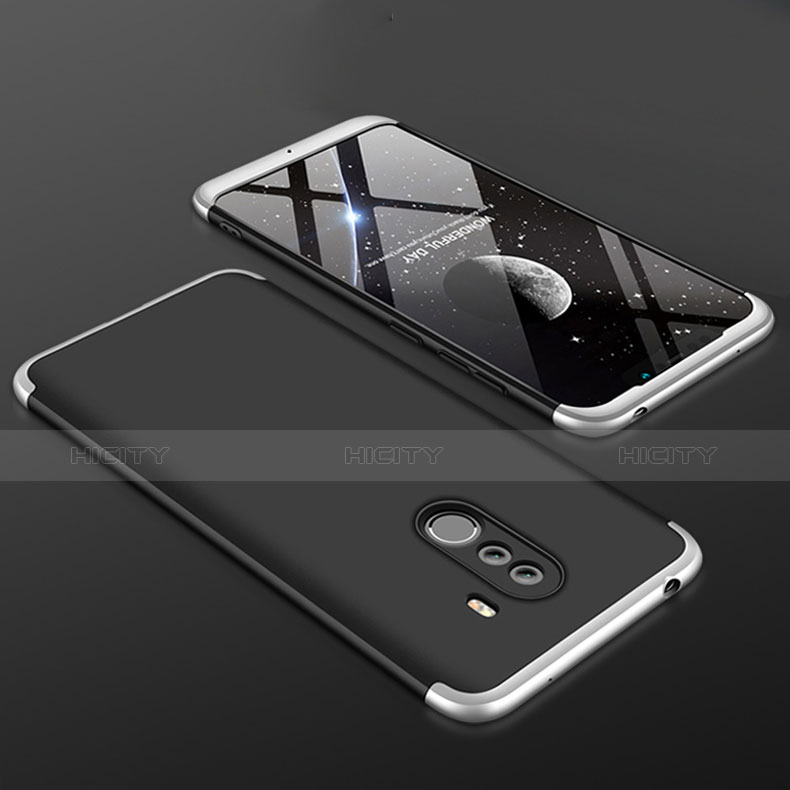 Coque Plastique Mat Protection Integrale 360 Degres Avant et Arriere Etui Housse pour Xiaomi Pocophone F1 Argent Plus