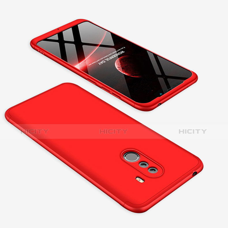 Coque Plastique Mat Protection Integrale 360 Degres Avant et Arriere Etui Housse pour Xiaomi Pocophone F1 Rouge Plus