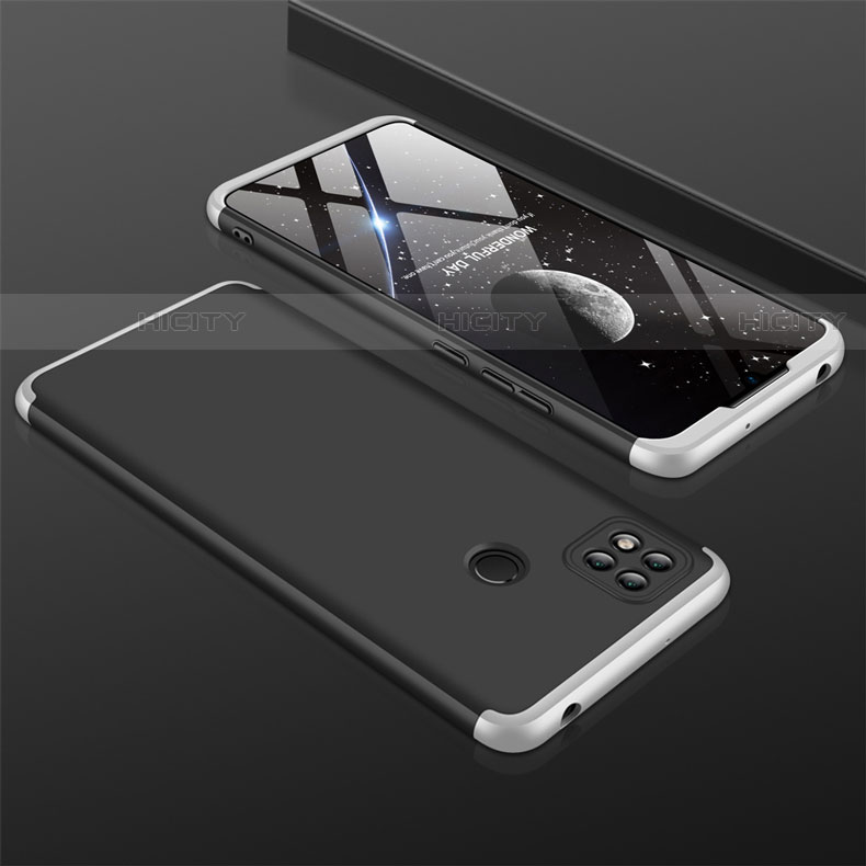 Coque Plastique Mat Protection Integrale 360 Degres Avant et Arriere Etui Housse pour Xiaomi Redmi 9C Argent et Noir Plus