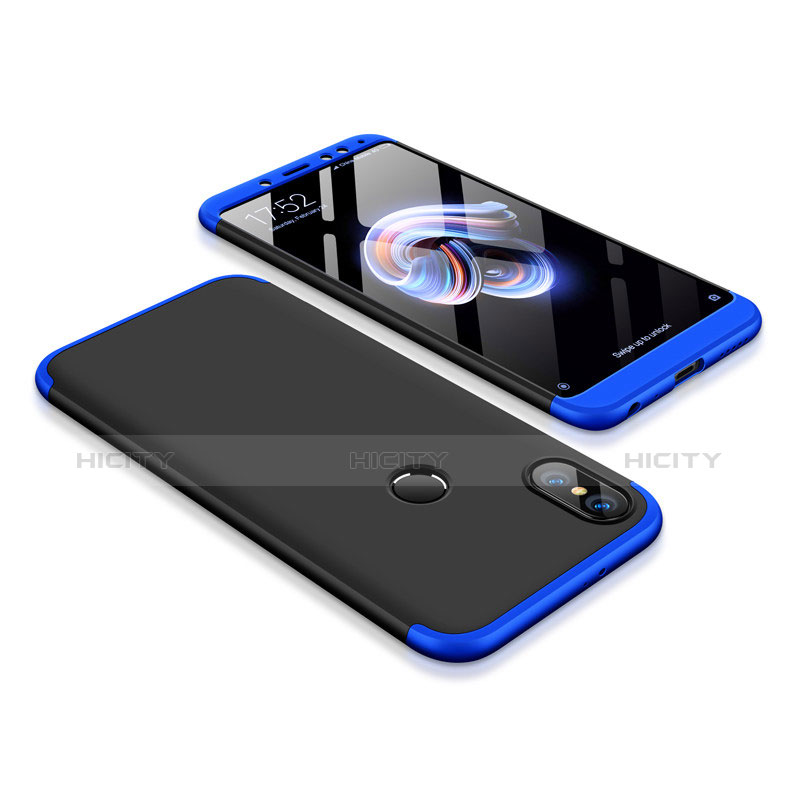 Coque Plastique Mat Protection Integrale 360 Degres Avant et Arriere Etui Housse pour Xiaomi Redmi Note 5 Bleu et Noir Plus