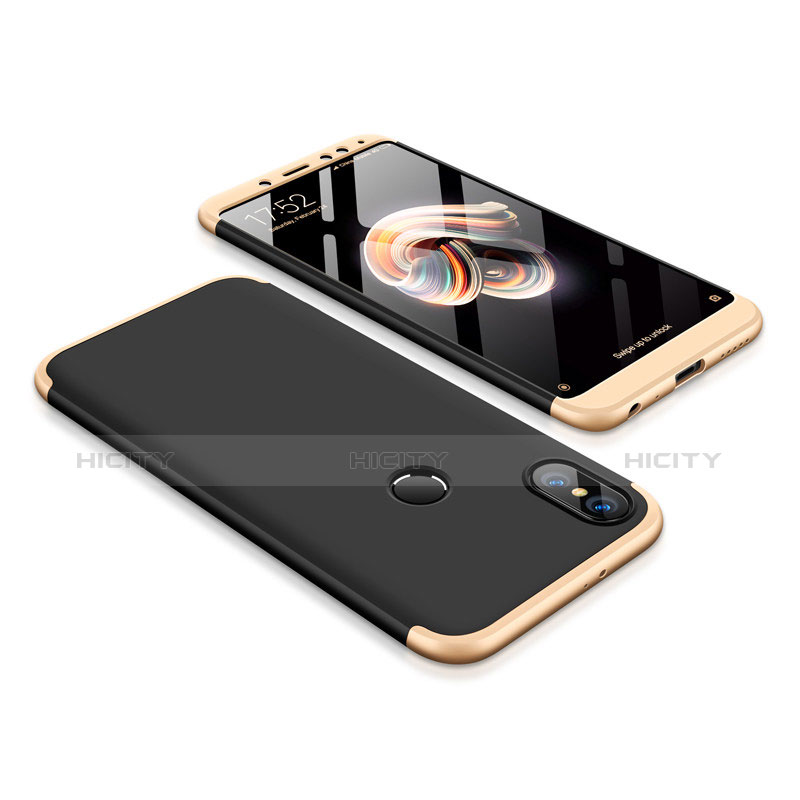 Coque Plastique Mat Protection Integrale 360 Degres Avant et Arriere Etui Housse pour Xiaomi Redmi Note 5 Or et Noir Plus