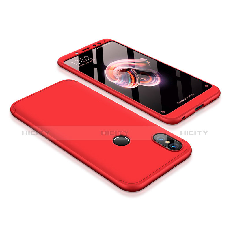 Coque Plastique Mat Protection Integrale 360 Degres Avant et Arriere Etui Housse pour Xiaomi Redmi Note 5 Pro Rouge Plus