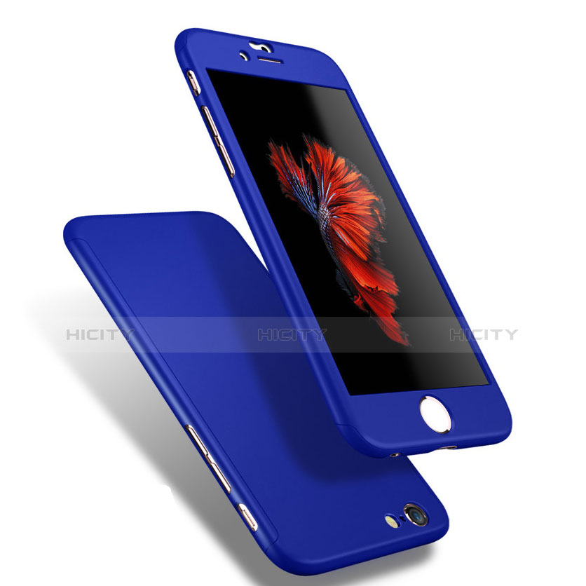 Coque Plastique Mat Protection Integrale 360 Degres Avant et Arriere Etui Housse Q01 pour Apple iPhone 6S Bleu Plus