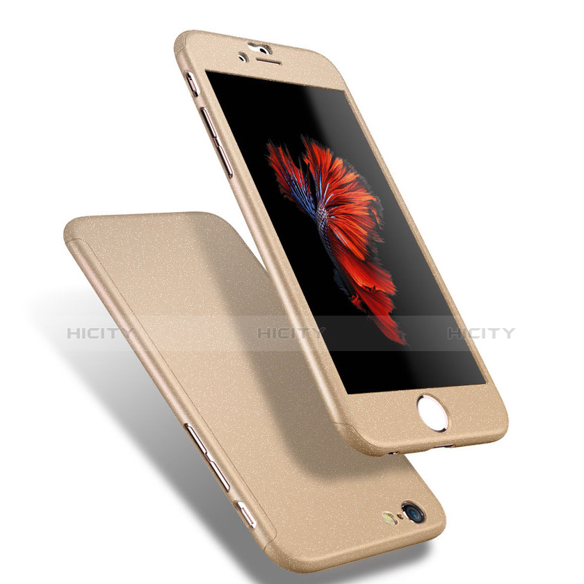 Coque Plastique Mat Protection Integrale 360 Degres Avant et Arriere Etui Housse Q01 pour Apple iPhone 6S Or Plus