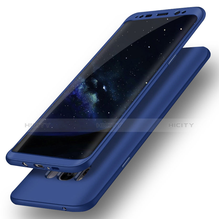 Coque Plastique Mat Protection Integrale 360 Degres Avant et Arriere Etui Housse Q02 pour Samsung Galaxy S8 Bleu Plus