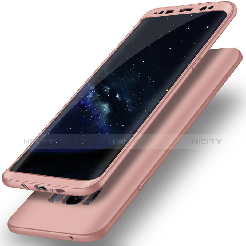 Coque Plastique Mat Protection Integrale 360 Degres Avant et Arriere Etui Housse Q02 pour Samsung Galaxy S8 Plus Or Rose Plus