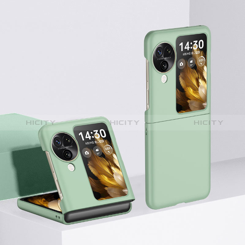 Coque Plastique Mat Protection Integrale 360 Degres Avant et Arriere Etui Housse QH3 pour Oppo Find N3 Flip 5G Pastel Vert Plus