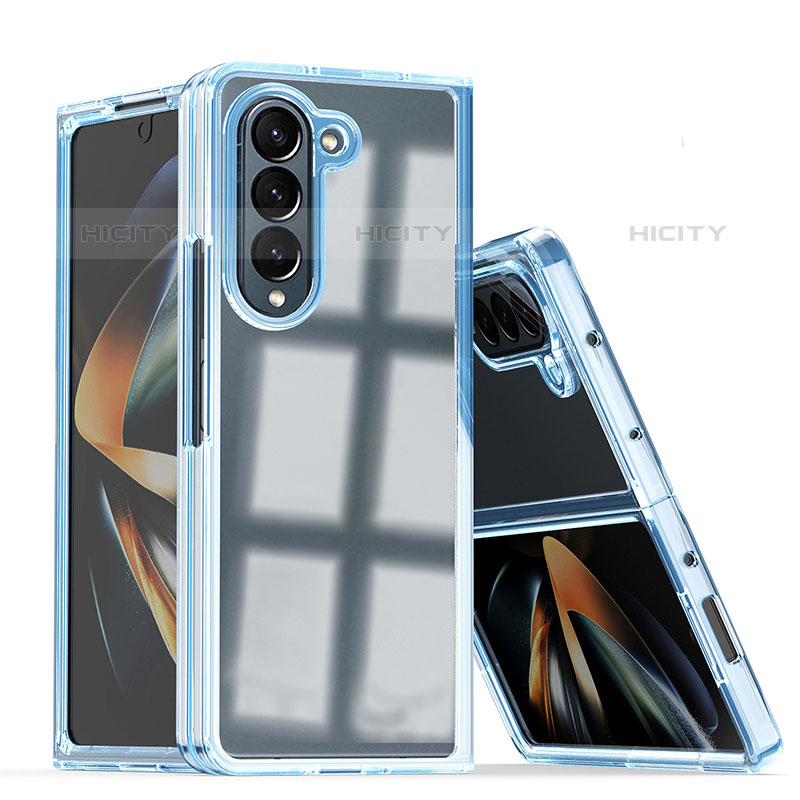 Coque Plastique Mat Protection Integrale 360 Degres Avant et Arriere Etui Housse QW1 pour Samsung Galaxy Z Fold5 5G Bleu Ciel Plus