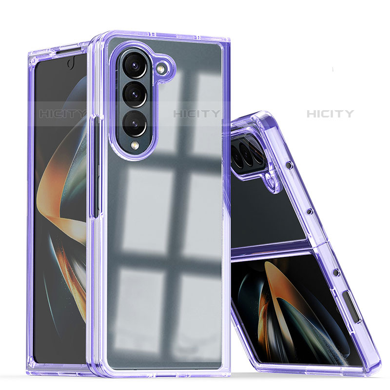 Coque Plastique Mat Protection Integrale 360 Degres Avant et Arriere Etui Housse QW1 pour Samsung Galaxy Z Fold5 5G Violet Plus