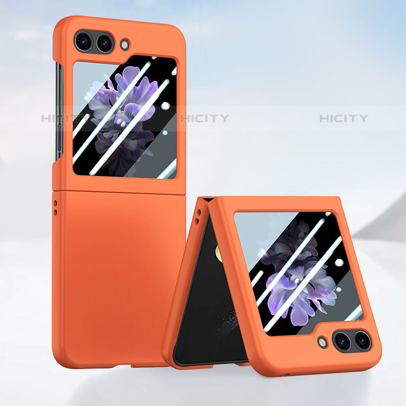 Coque Plastique Mat Protection Integrale 360 Degres Avant et Arriere Etui Housse SD1 pour Samsung Galaxy Z Flip5 5G Orange Plus