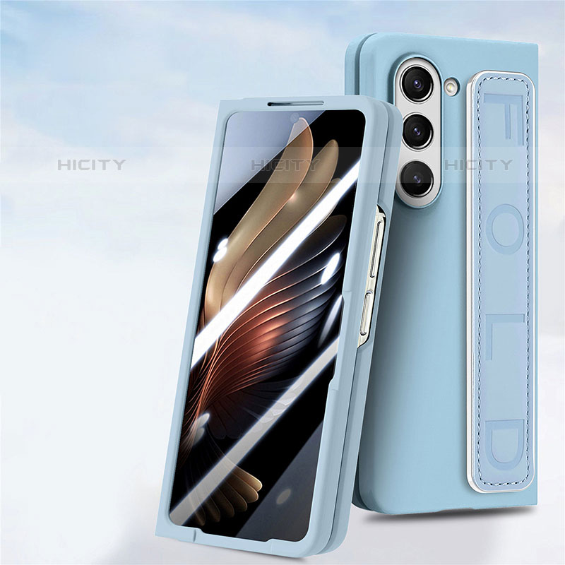 Coque Plastique Mat Protection Integrale 360 Degres Avant et Arriere Etui Housse SD3 pour Samsung Galaxy Z Fold5 5G Bleu Clair Plus