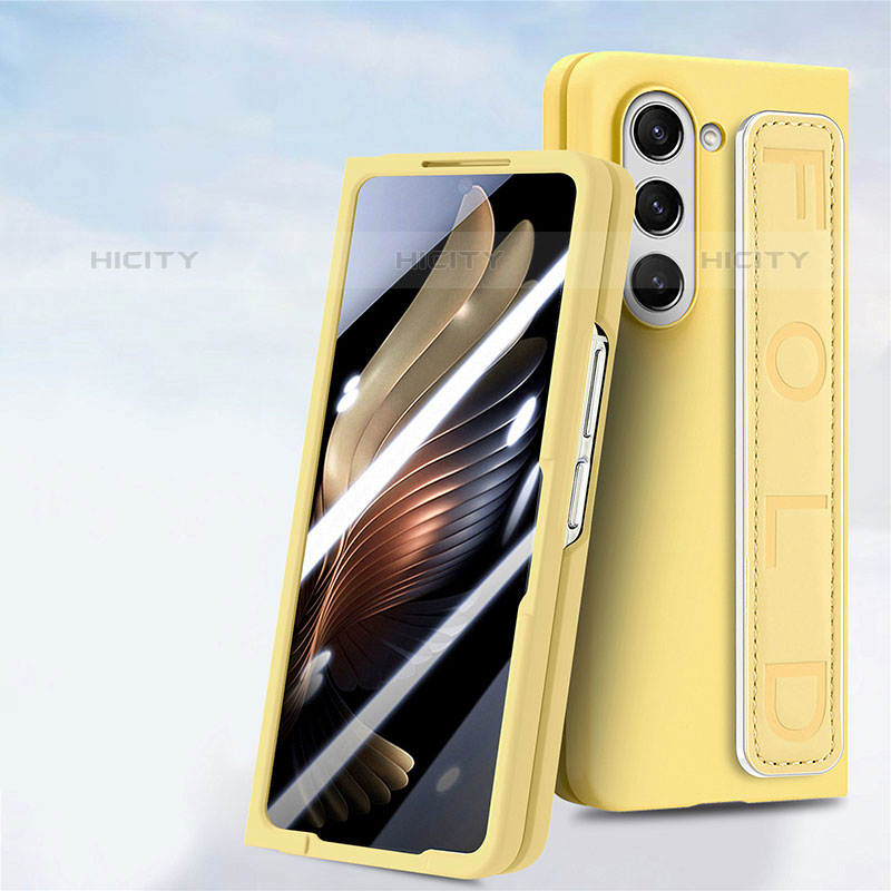 Coque Plastique Mat Protection Integrale 360 Degres Avant et Arriere Etui Housse SD3 pour Samsung Galaxy Z Fold5 5G Jaune Plus