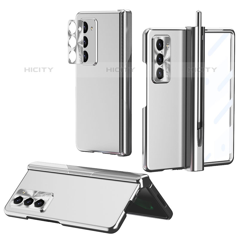 Coque Plastique Mat Protection Integrale 360 Degres Avant et Arriere Etui Housse Z02L pour Samsung Galaxy Z Fold5 5G Argent Plus