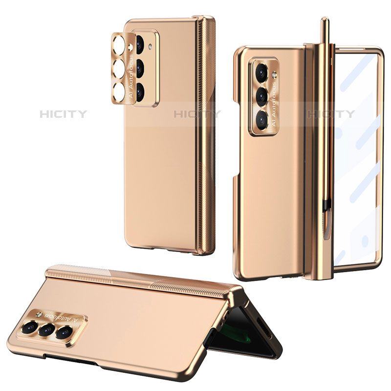 Coque Plastique Mat Protection Integrale 360 Degres Avant et Arriere Etui Housse Z02L pour Samsung Galaxy Z Fold5 5G Or Plus