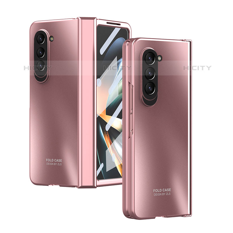 Coque Plastique Mat Protection Integrale 360 Degres Avant et Arriere Etui Housse Z04L pour Samsung Galaxy Z Fold5 5G Or Rose Plus