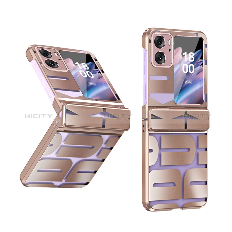 Coque Plastique Mat Protection Integrale 360 Degres Avant et Arriere Etui Housse ZL1 pour Oppo Find N2 Flip 5G Or Rose Plus