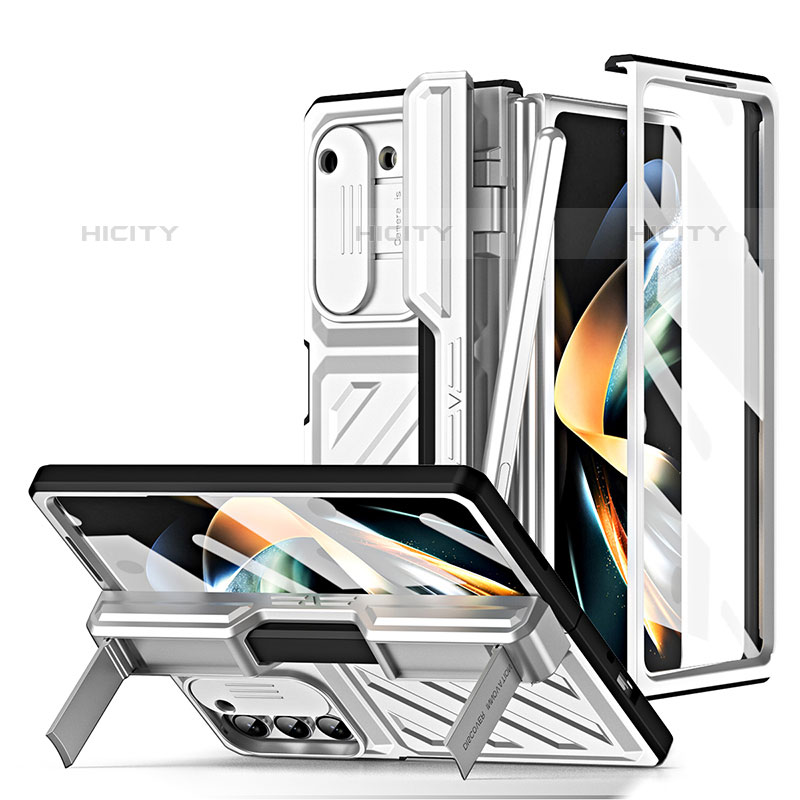 Coque Plastique Mat Protection Integrale 360 Degres Avant et Arriere Etui Housse ZL5 pour Samsung Galaxy Z Fold5 5G Argent Plus