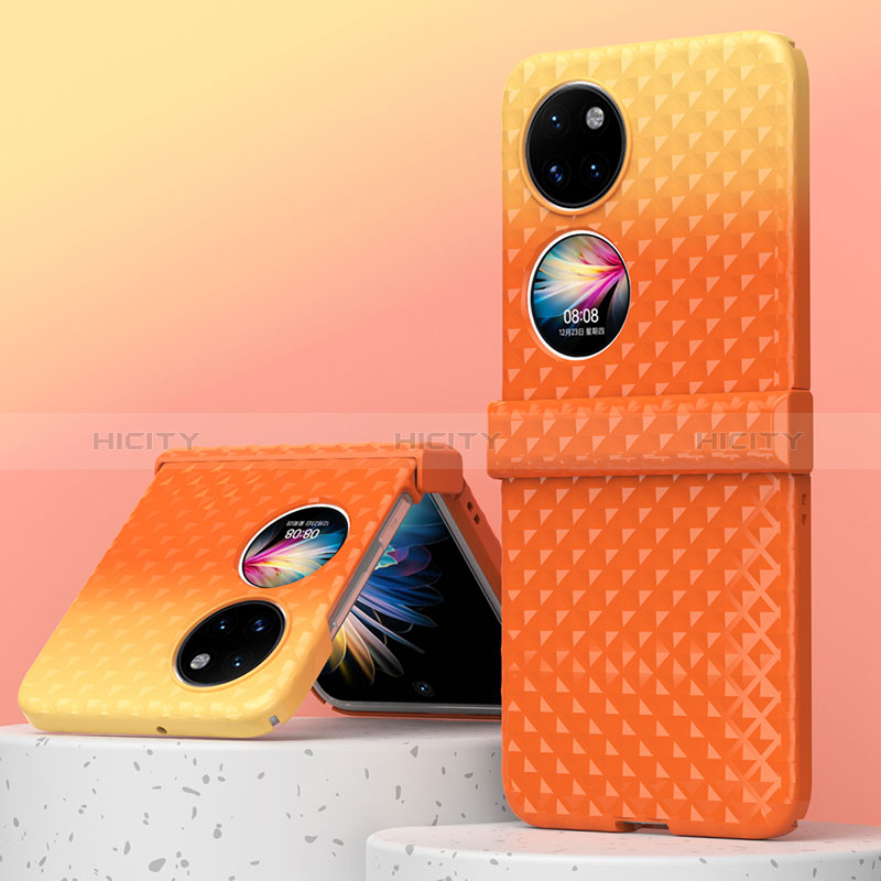 Coque Plastique Mat Protection Integrale 360 Degres Avant et Arriere Etui Housse ZL6 pour Huawei P60 Pocket Orange Plus