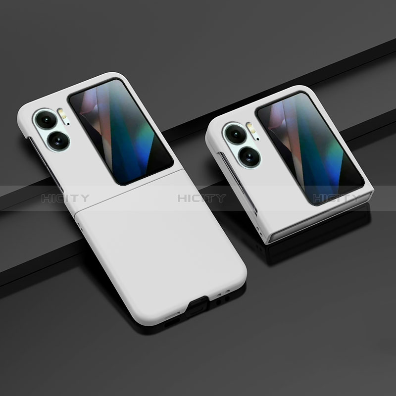 Coque Plastique Mat Protection Integrale 360 Degres Avant et Arriere Etui Housse ZL8 pour Oppo Find N2 Flip 5G Blanc Plus