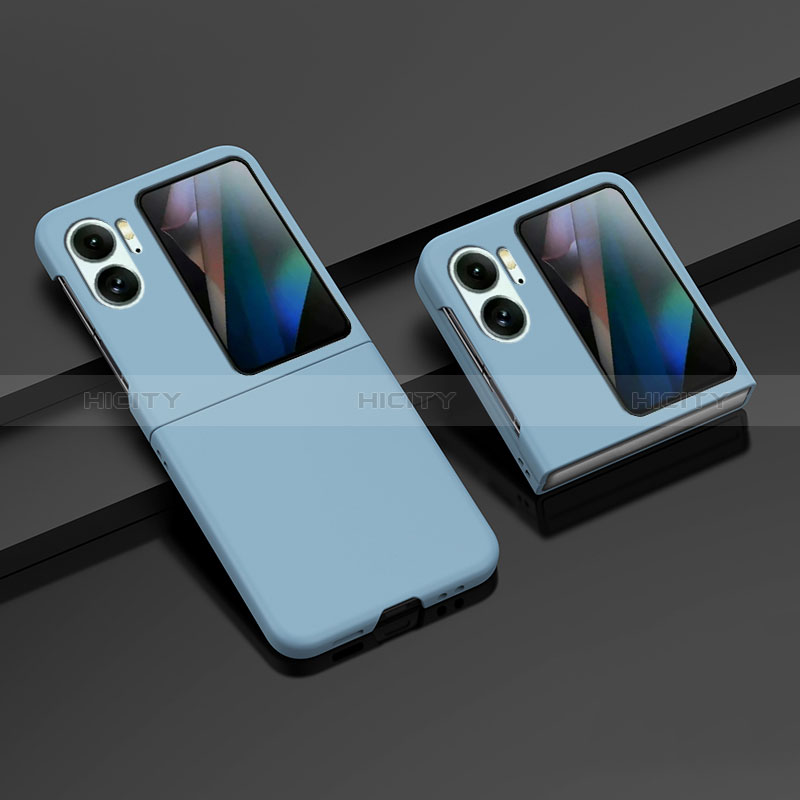 Coque Plastique Mat Protection Integrale 360 Degres Avant et Arriere Etui Housse ZL8 pour Oppo Find N2 Flip 5G Bleu Clair Plus