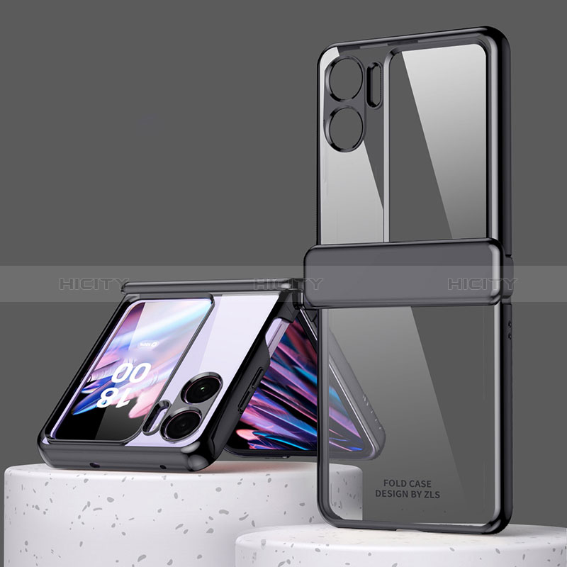 Coque Plastique Mat Protection Integrale 360 Degres Avant et Arriere Etui Housse ZL8 pour Oppo Find N2 Flip 5G Noir Plus