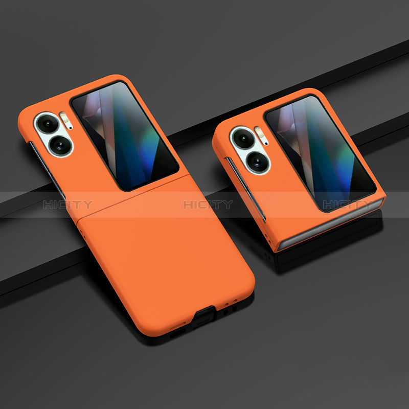 Coque Plastique Mat Protection Integrale 360 Degres Avant et Arriere Etui Housse ZL8 pour Oppo Find N2 Flip 5G Orange Plus