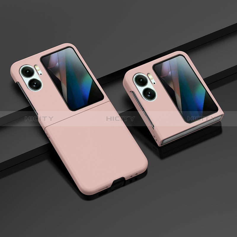 Coque Plastique Mat Protection Integrale 360 Degres Avant et Arriere Etui Housse ZL8 pour Oppo Find N2 Flip 5G Rose Plus