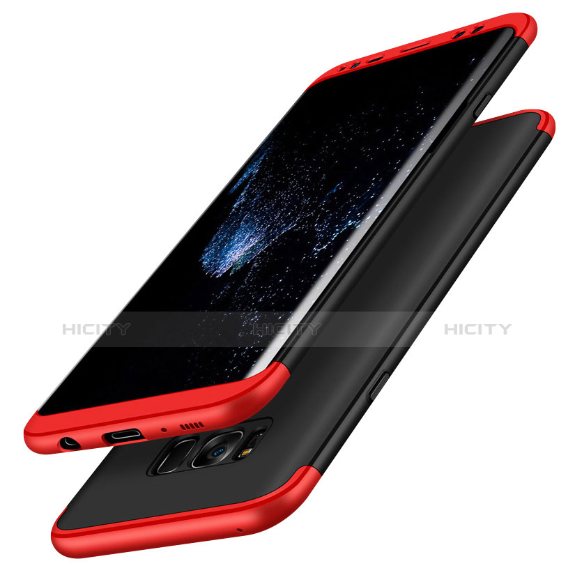 Coque Plastique Mat Protection Integrale 360 Degres Avant et Arriere M03 pour Samsung Galaxy S8 Plus Rouge et Noir Plus