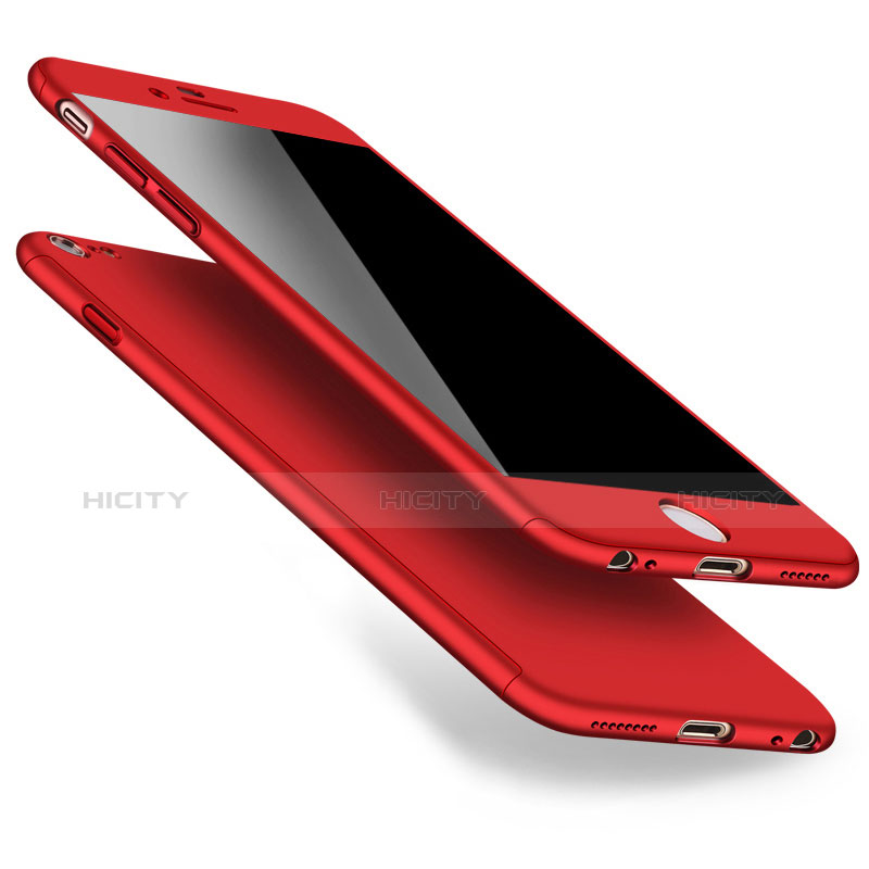 Coque Plastique Mat Protection Integrale 360 Degres Avant et Arriere pour Apple iPhone 6S Rouge Plus