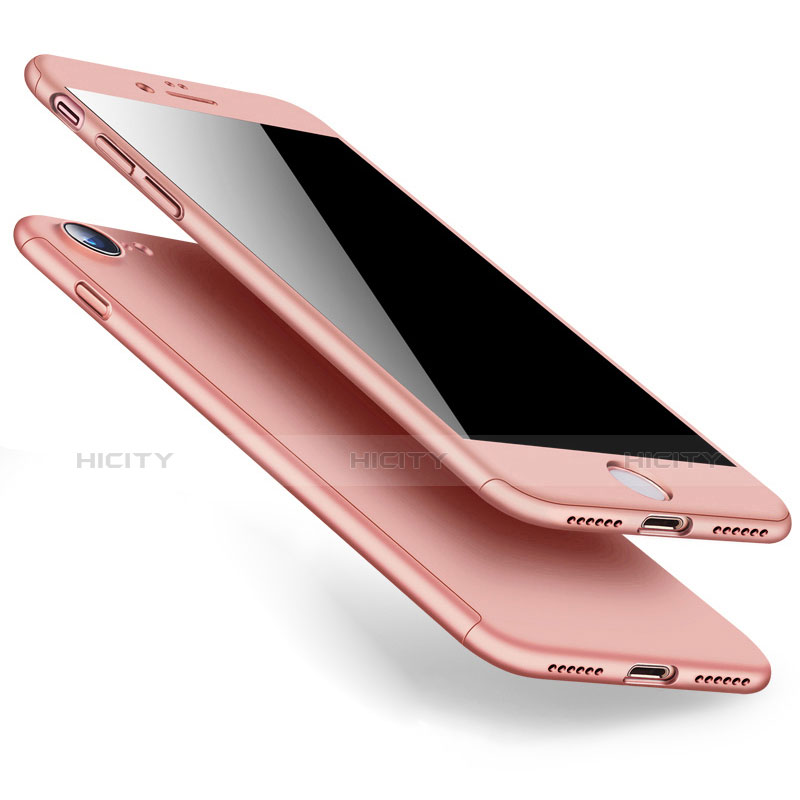 Coque Plastique Mat Protection Integrale 360 Degres Avant et Arriere pour Apple iPhone 7 Or Rose Plus