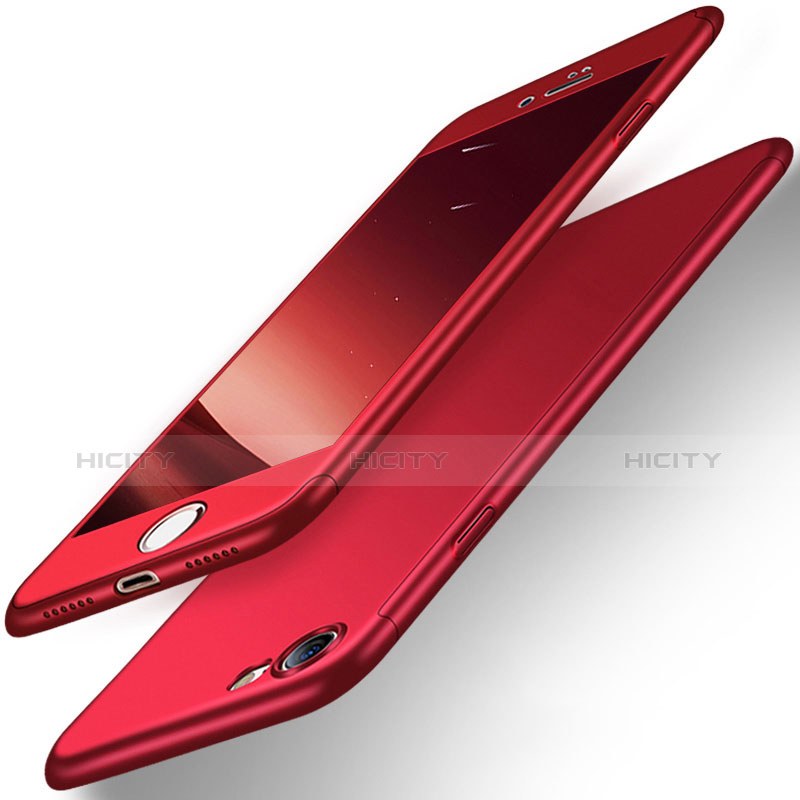 Coque Plastique Mat Protection Integrale 360 Degres Avant et Arriere pour Apple iPhone 8 Rouge Plus