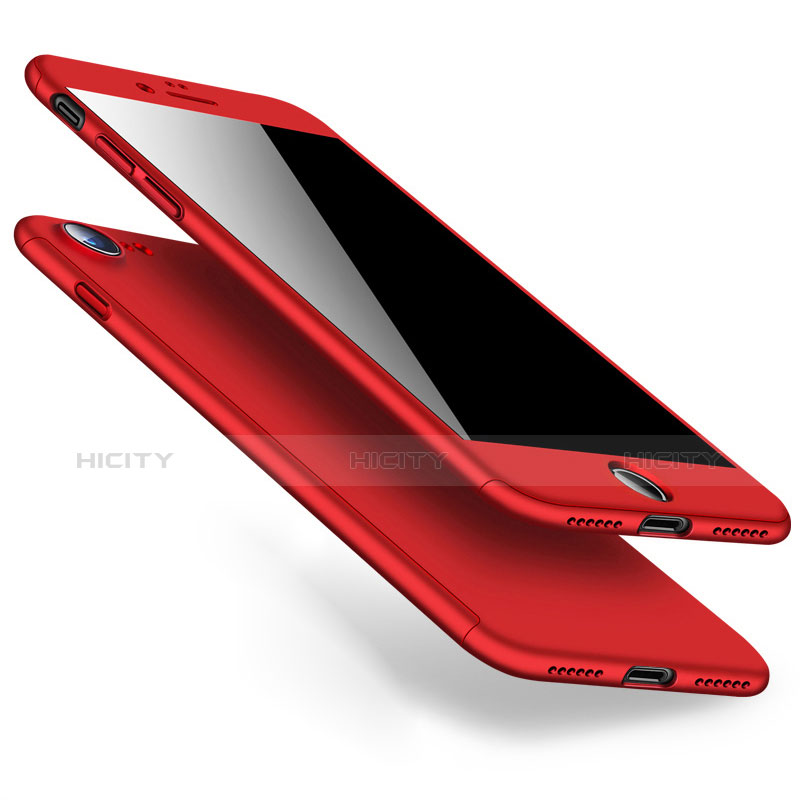 Coque Plastique Mat Protection Integrale 360 Degres Avant et Arriere pour Apple iPhone 8 Rouge Plus