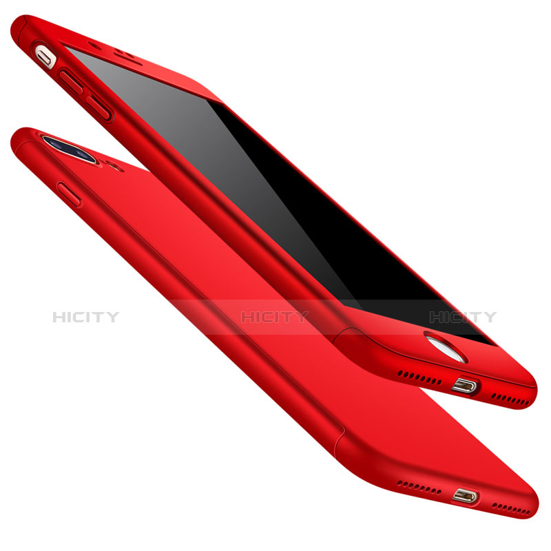 Coque Plastique Mat Protection Integrale 360 Degres Avant et Arriere Q01 pour Apple iPhone 7 Plus Rouge Plus