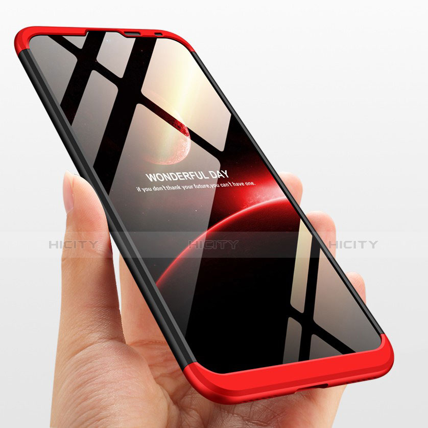 Coque Plastique Mat Protection Integrale 360 Degres Avant et Arriere Q01 pour Huawei Enjoy 9 Rouge et Noir Plus