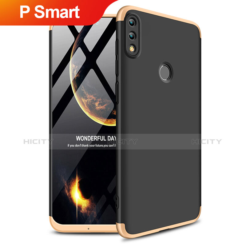 Coque Plastique Mat Protection Integrale 360 Degres Avant et Arriere Q01 pour Huawei P Smart (2019) Or et Noir Plus