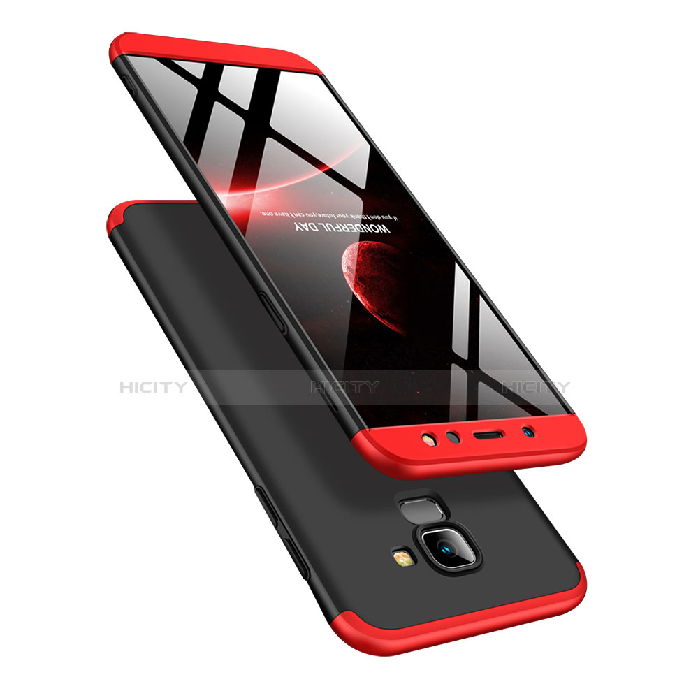 Coque Plastique Mat Protection Integrale 360 Degres Avant et Arriere Q01 pour Samsung Galaxy A6 (2018) Dual SIM Rouge et Noir Plus