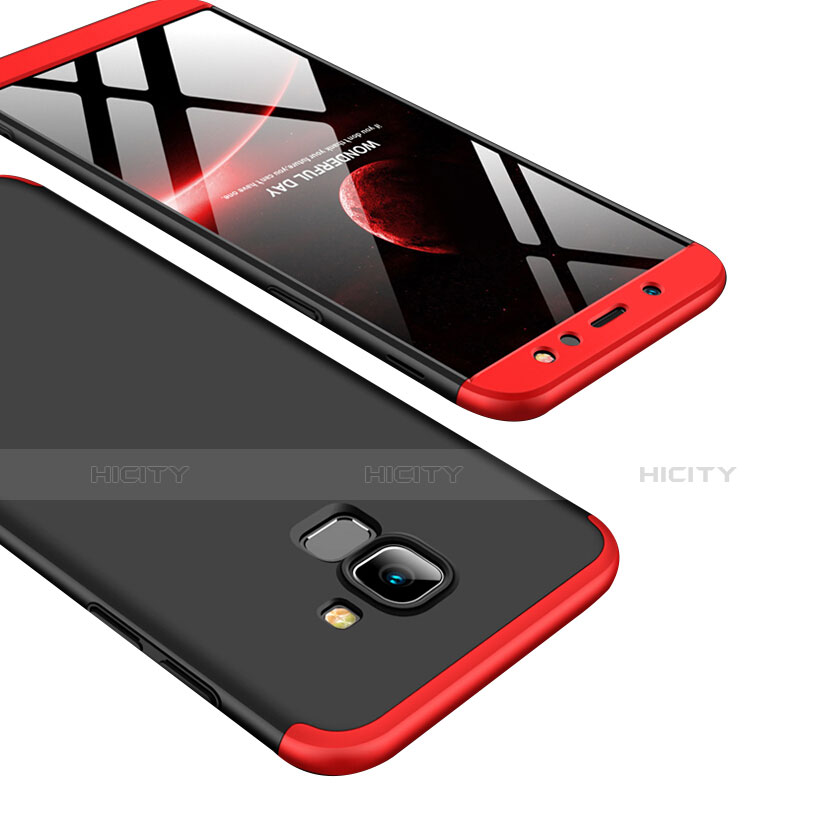 Coque Plastique Mat Protection Integrale 360 Degres Avant et Arriere Q01 pour Samsung Galaxy A6 (2018) Dual SIM Rouge et Noir Plus