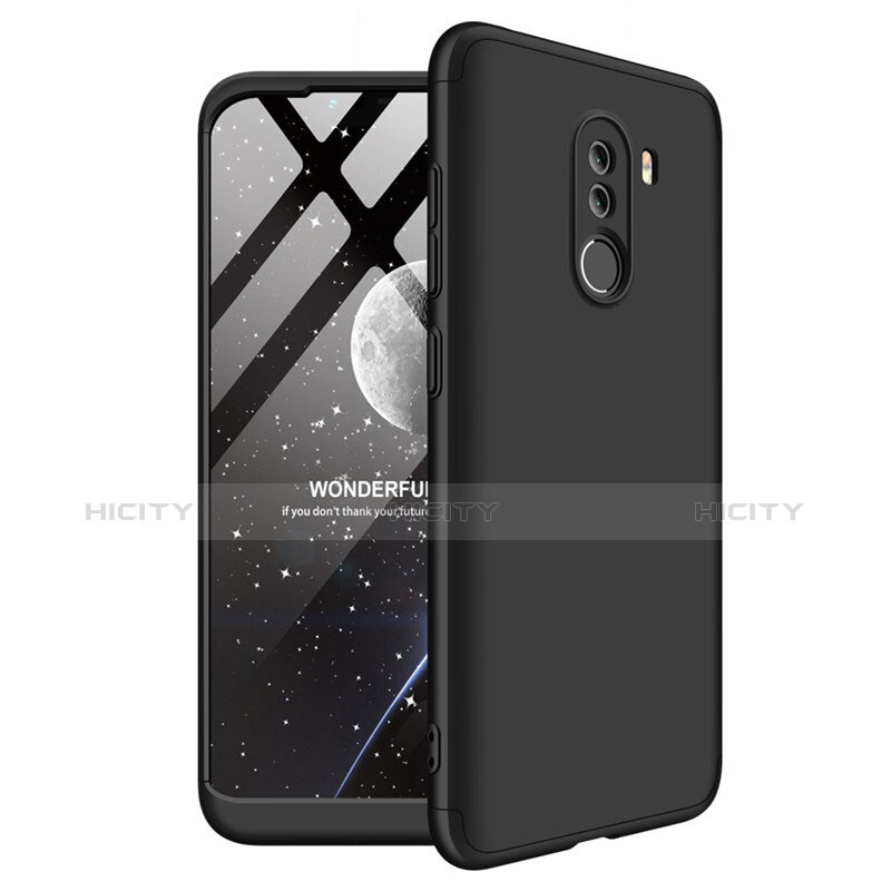 Coque Plastique Mat Protection Integrale 360 Degres Avant et Arriere Q02 pour Xiaomi Pocophone F1 Noir Plus