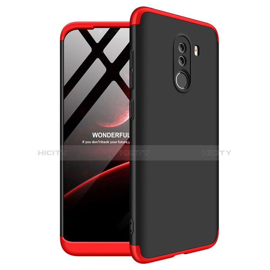 Coque Plastique Mat Protection Integrale 360 Degres Avant et Arriere Q03 pour Xiaomi Pocophone F1 Rouge et Noir Plus