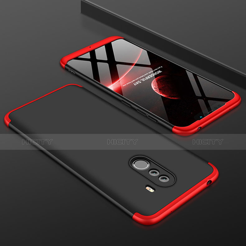 Coque Plastique Mat Protection Integrale 360 Degres Avant et Arriere Q03 pour Xiaomi Pocophone F1 Rouge et Noir Plus