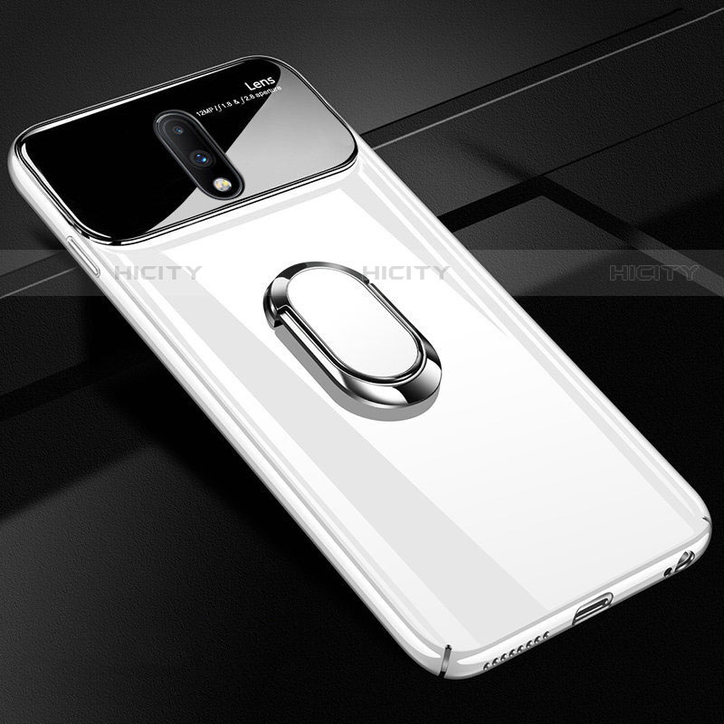 Coque Plastique Protection Integrale 360 Degres Miroir Etui Housse avec Support Bague Anneau Aimante Magnetique pour OnePlus 7 Blanc Plus