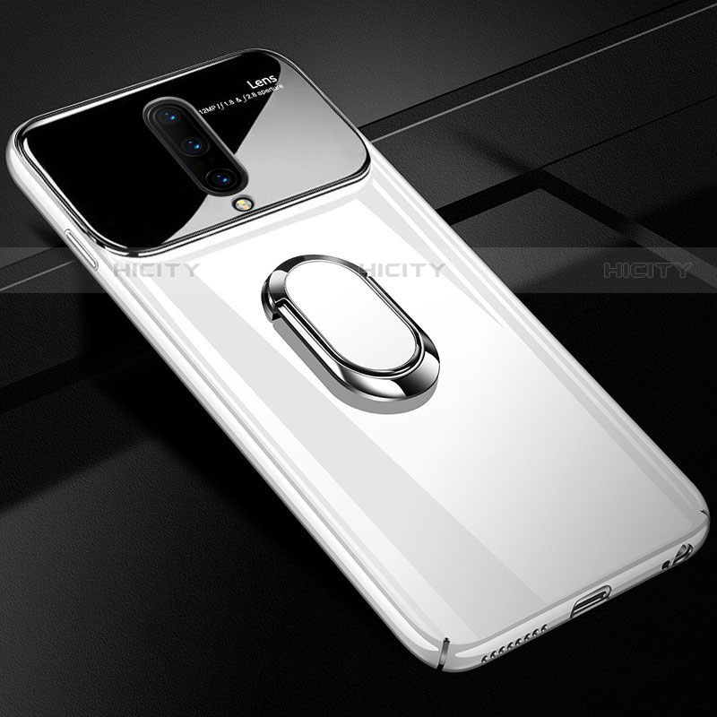 Coque Plastique Protection Integrale 360 Degres Miroir Etui Housse avec Support Bague Anneau Aimante Magnetique pour OnePlus 7 Pro Blanc Plus