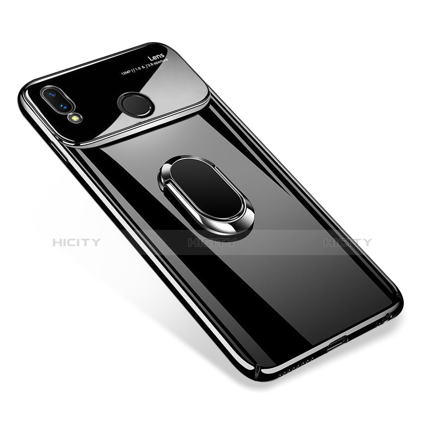 Coque Plastique Protection Integrale 360 Degres Miroir Etui Housse avec Support Bague Anneau Aimante pour Huawei P Smart+ Plus Noir Plus